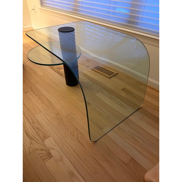 Modern 1970s Post-Modern Two-Tier Waterfall Edge Glass Cocktail Table For Sale - Image 3 of 11