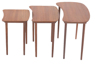 Danish Asymmetrical Teak Nesting Tables, 1960s, Set of 3