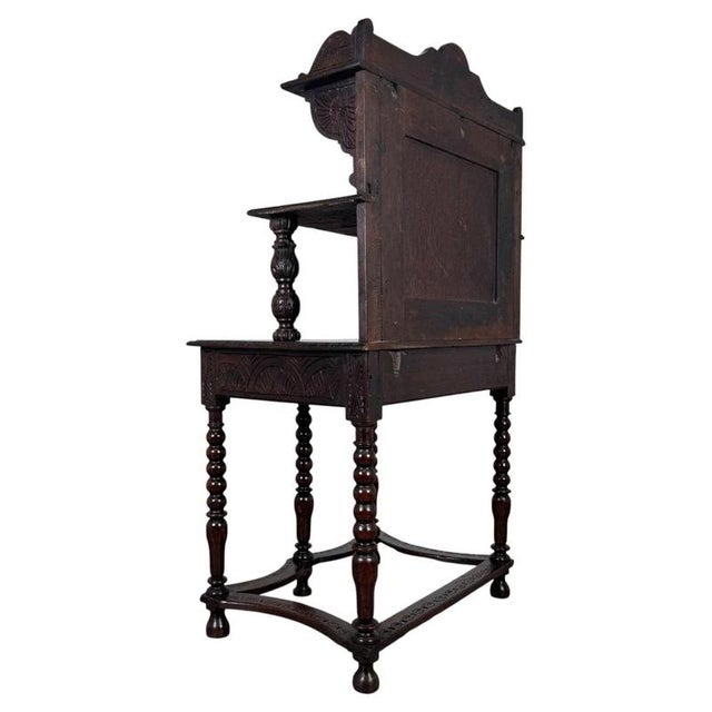 Brown 19th Century English Bobbin-Turned Oak Side Table For Sale - Image 8 of 12