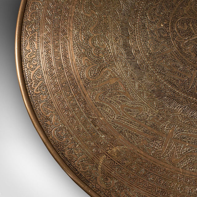 Vintage Campaign Table, Middle Eastern, Beech, Brass, Berber, Folding, Art Deco For Sale - Image 10 of 12