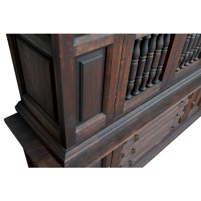 20th Century Spanish Style Dark Pine Hutch Chairish