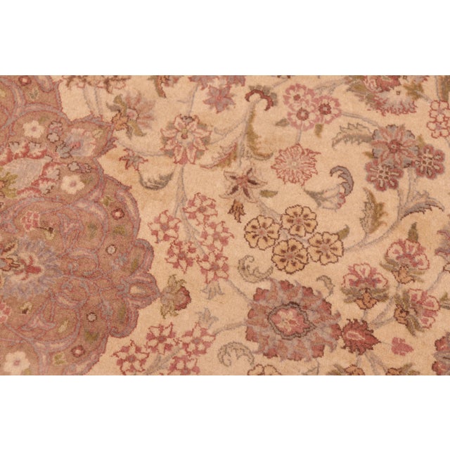 Floral 1990's Medallion Pak-Persian Beige/Brown Wool Rug - 6'2'' X 9'3'' For Sale - Image 4 of 9