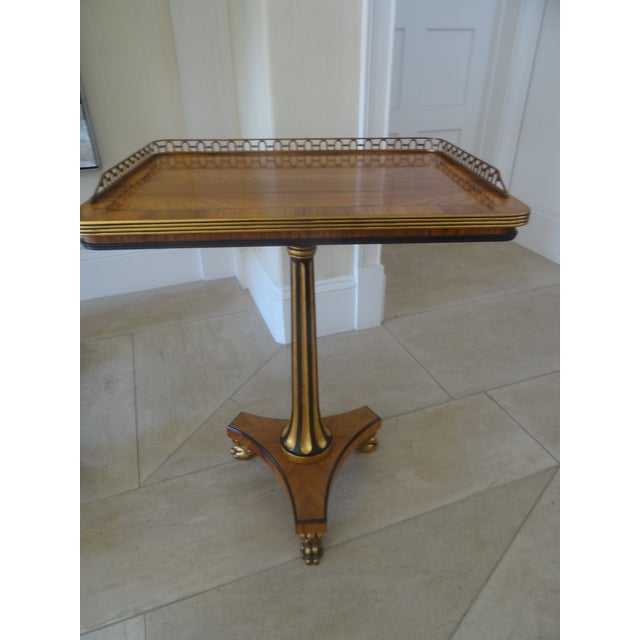 Mid 20th Century English Regency Guéridons Side Tables With Pierced Brass Gallery a Pair For Sale - Image 4 of 9