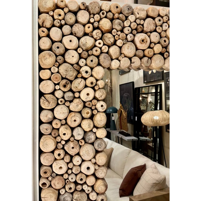 Rustic Rustic Fruit Wood Timberwood Wall Mirror For Sale - Image 3 of 5
