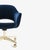 Metal Original Saarinen Executive Arm Chair in Navy Velvet, Swivel Base, Custom Gold Edition - Set of 6 For Sale - Image 7 of 11
