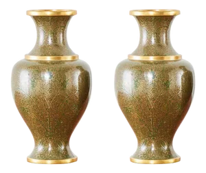 Chinese Cloisonné Enamel Baluster Vases - a Pair