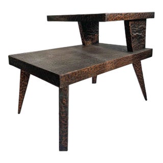 Mid Century Hand Hammered Copper Side Table For Sale