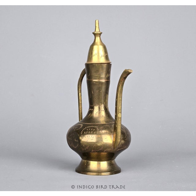Vintage Small Etched Brass Arabic Dallah Coffee Pot This beautiful coffee pot is made from solid brass and features floral...