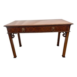 Vintage Baker Furniture Writing Table Historic Charleston Chippendale Mahogany For Sale
