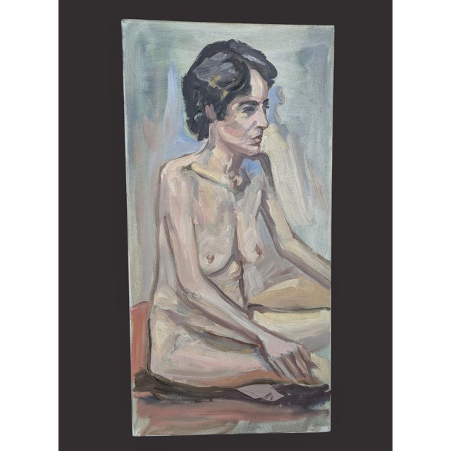 Vintage Original Impressionist Nude Portrait of a woman in a beautiful pastel color palette 12" x 24" It has a similar...
