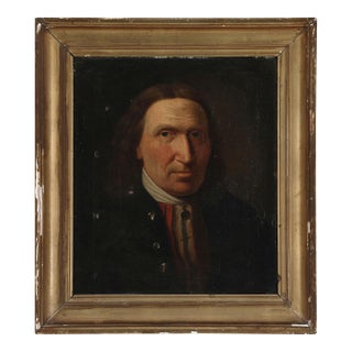 Antique Original Gentleman Oil Painting: 19th Century Portrait For Sale