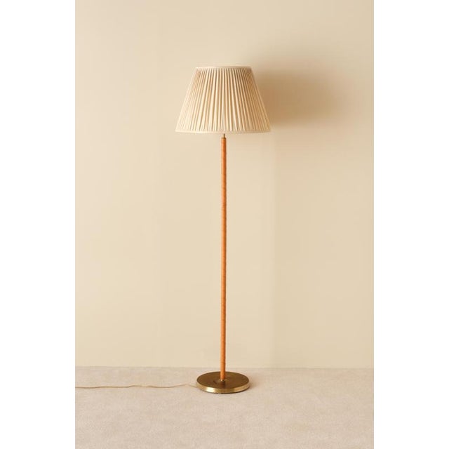 Vintage Swedish Floor Lamps in Brass and Leather, 1950s, Set of 2 For Sale - Image 3 of 8