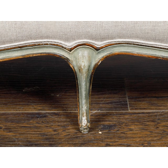 Italian Rococo Style 19th Century Painted Settee with Out Scrolling Arms For Sale - Image 10 of 12