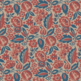 SAMPLE - Boråstapeter Elise Wallpaper In Red And Blue For Sale