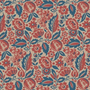 SAMPLE - Boråstapeter Elise Wallpaper In Red And Blue