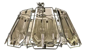 Mid 20th Century Smoked Glass and Chrome Chandelier in the Style of Fredrick Raymond
