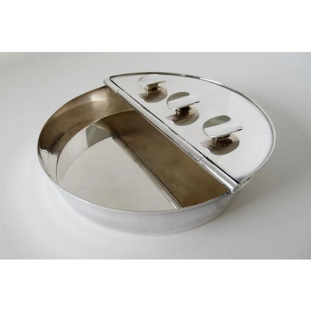 C .1960's Asprey of London Silver Plate Lidded Catchall Ashtray With 3-Cigar Rests by Almazon of Spain (Mfr.) For Sale - Image 13 of 13