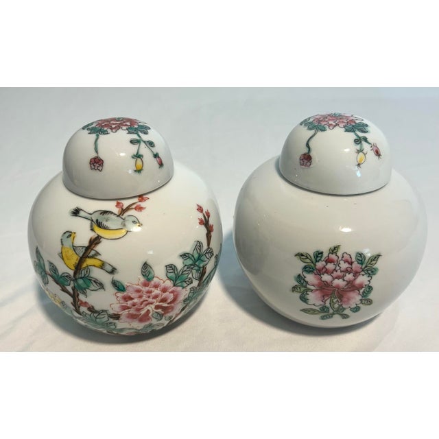 Chinoiserie Mid Century Modern Neiman Marcus Porcelain Ginger Jars For Sale - Image 3 of 9
