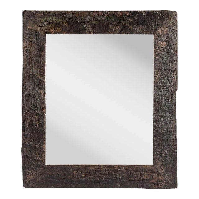 Rustic Aged Wood 23" X 26" Vanity Mirror For Sale
