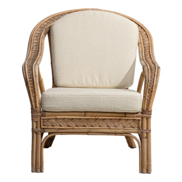 Mid 20th Century France Cream Bamboo Armchair For Sale