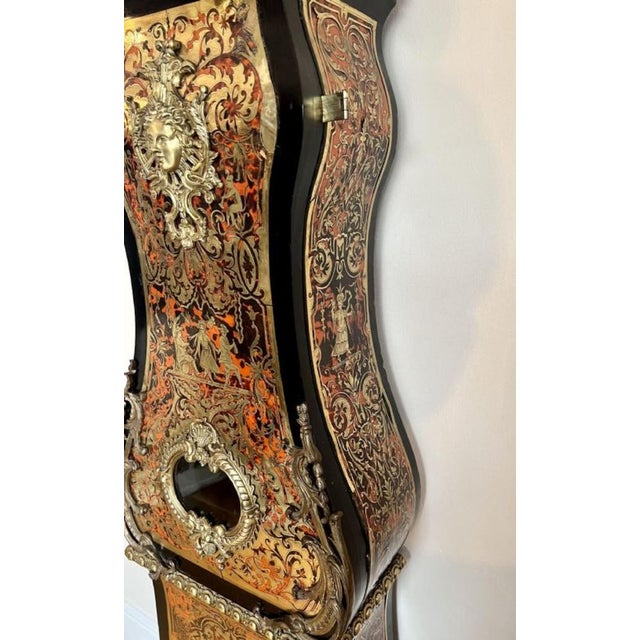 Metal Napoleon III Marquetry Inlaid Eight Day Longcase Clock, 1870s For Sale - Image 7 of 16