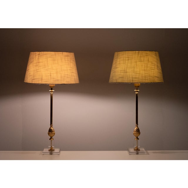 Metal Hollywood Regency Pineapple Table Lamps, Denmark, 1970s, Set of 2 For Sale - Image 7 of 9