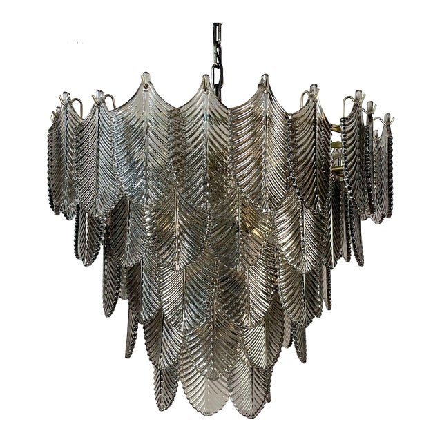 Eicholtz, Modern, Art Deco Style, Chandelier, Brass, Smoked Glass, 2010s For Sale