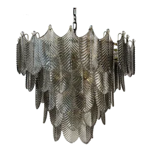 Eicholtz, Modern, Art Deco Style, Chandelier, Brass, Smoked Glass, 2010s