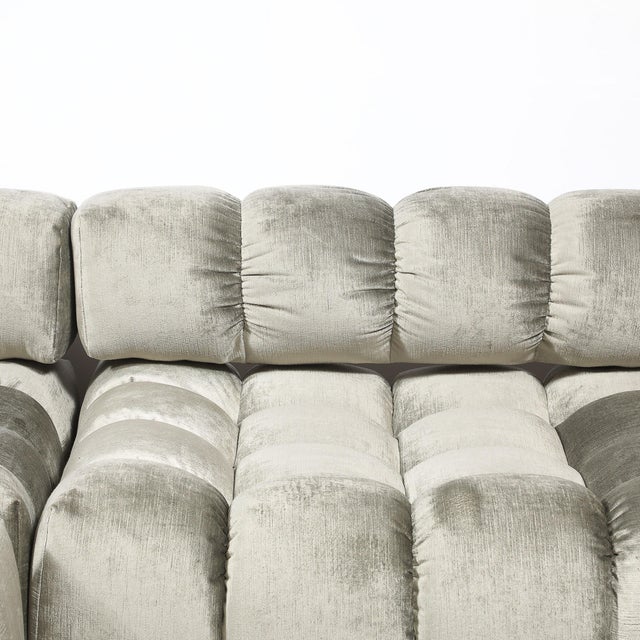 Mid-Century Modern Mid-Century Harvey Probber 4-Piece Deep Tufted Modular Sofa in Platinum Velvet For Sale - Image 3 of 17