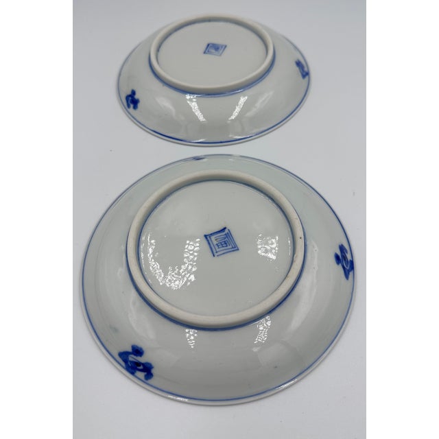Late 19th Century Antique Japanese Imari Arita Ware Porcelain Blue & White Plate Set For Sale - Image 5 of 5