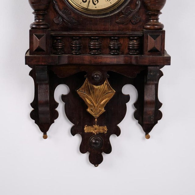 Vintage Junghans Wall Clock in Walnut, 1920s For Sale - Image 3 of 9