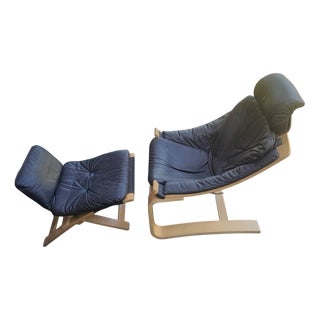 Swedish Kroken Lounge Chair and Ottoman by Åke Fribyter for Nelo, Set of 2 For Sale