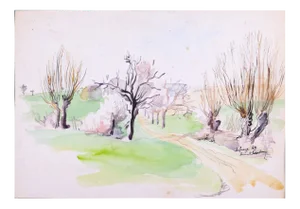 Hommage à Colette - Ink and Watercolor by A. Landry - 1955 1955
