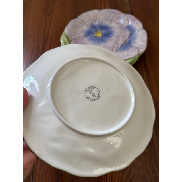Bright and fun! This is a vintage pair of San Marco plates. These floral plates are made in Italy. Stamped on the back-...