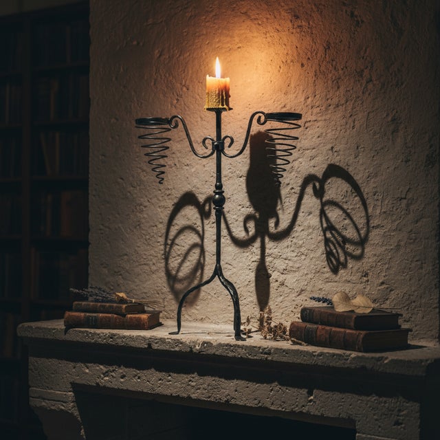 Hand Forged Iron Candelabra 26.5″ (67cm) Sculptural Spiral Single Candle Stand Antique Finish For Sale - Image 4 of 11