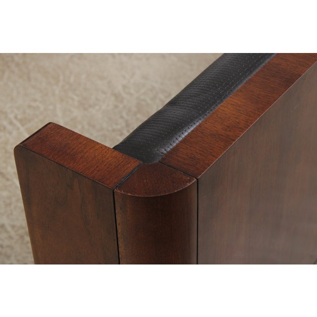 Baker Leather Mahogany Mid Century Modern King Size Bed For Sale In Philadelphia - Image 6 of 16