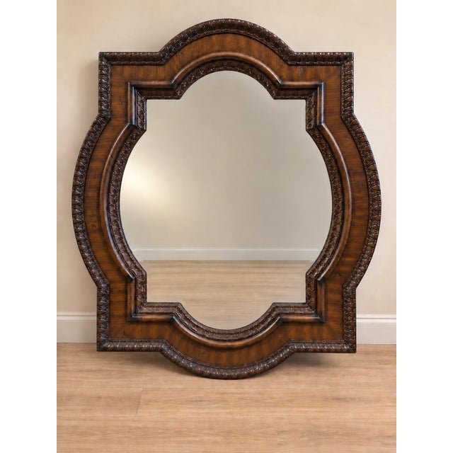 Spanish Revival Pair of James Martin Castilian Mirrors – Discontinued Aged Cognac For Sale - Image 3 of 6