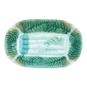 Majolica Asparagus Platter Salins With Ferns, Circa 1880