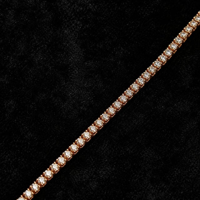 2020s 10k Rose Gold 7 3/8 Ct Tw Natural Diamond Tennis Necklace, 20 In. For Sale - Image 5 of 5
