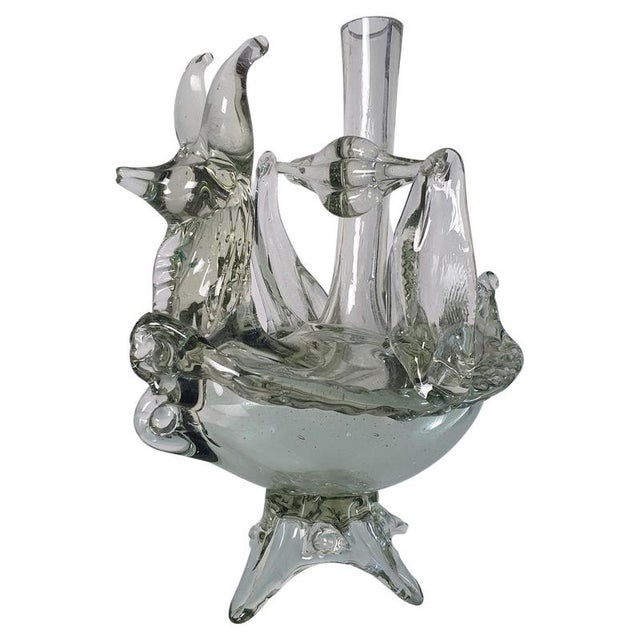 Murano Glass Vase and Candle Holder with Mystical Fox, Italy, 1940s For Sale - Image 9 of 9