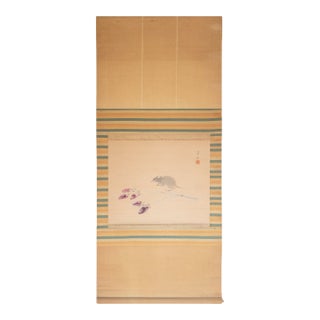 "Mouse and Fruits", Meiji Era Japanese Watercolor Painting For Sale