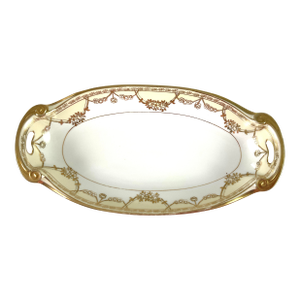 Antique Nippon-Hand Painted Gold-Relish/Cracker,sandwich Narrow, Oval Porcelain Platter