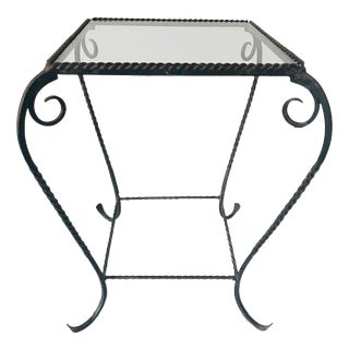 Vintage Wrought Iron and Glass Side Table, 1960s For Sale