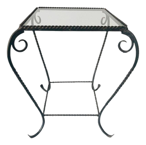 Vintage Wrought Iron and Glass Side Table, 1960s