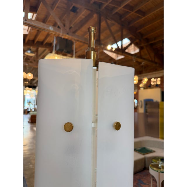 Modern 1950s Angelo Lelii Opaline Glass Floor Lamp For Sale - Image 3 of 13