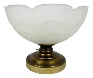 Vintage Art Deco Table Lamp Brass & Frosted Glass Bedside Desk Lamp by Deknudt, Belgium, 1970s