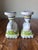 Shabby Chic Pair of Hand Painted Bunny Rabbit Terracotta Candlestick Holders, Made in Portugal For Sale - Image 3 of 11