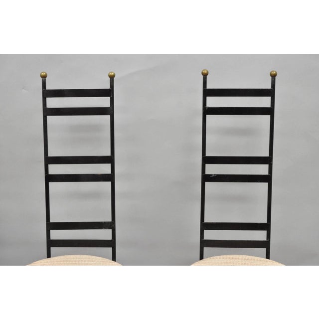 Arthur Umanoff Vintage Arthur Umanoff Wrought Iron Ladder Back MCM Dining Chairs - Set of 4 For Sale - Image 4 of 18