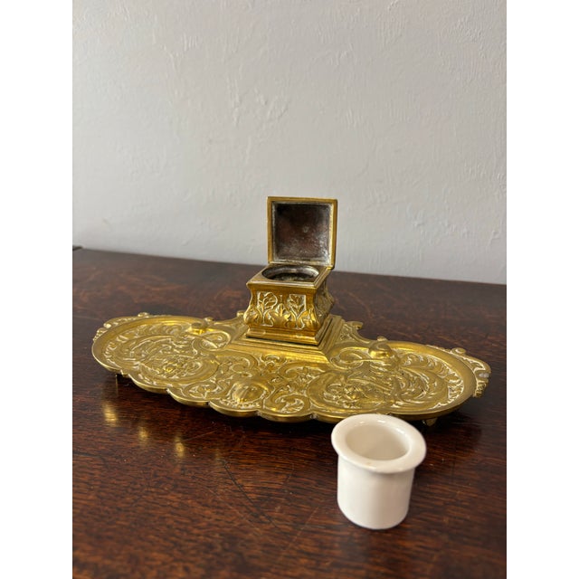 Antique French Brass Inkwell For Sale In Naples, FL - Image 6 of 8