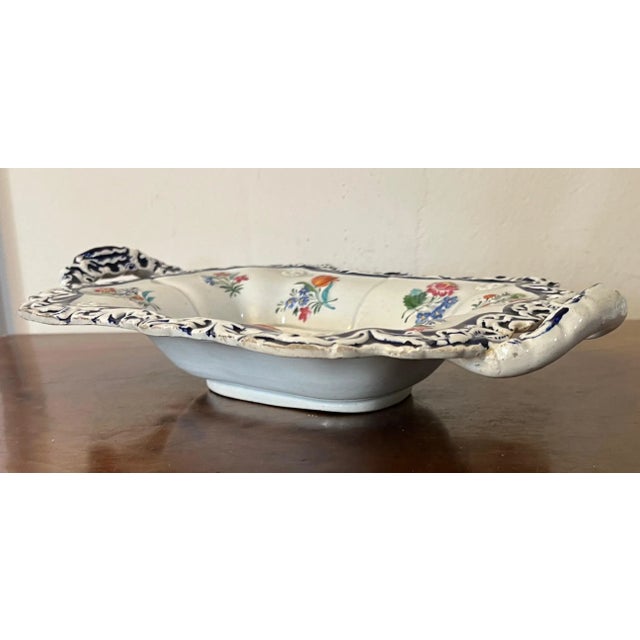 Victorian Antique 19th Century English Stone China Pottery Rectangular Tray or Basket For Sale - Image 3 of 7